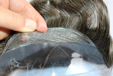 Transparent Ultra Thin PU 90% Density Mens Toupee V-Looped 0.03mm Real Human Hair Replacement System Toupee For Men Capillary Prosthesis System Wigs (#3, medium dark brown, 0.03mm pu)