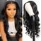 V Part Wig Human Hair Body Wave Wigs Upgrade from U Part Human Hair Wig for Black Women Glueless V Part Wigs Minimal Leave Out No Glue Thin Vpart Wig 180% Density Natural Color 14 Inch