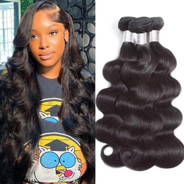 Beauty Princess Body Wave Human Hair 3 Bundles Double Weft 10A Brazilian Hair Bundles (18/20/22 Inch, 3 Bundles)