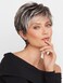 Short Hair Wigs with Bangs Dark Mixed Grey Wigs for Women Pixie Cut Wig Straight Synthetic Fiber Wigs