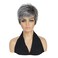 Short Hair Wigs with Bangs Dark Mixed Grey Wigs for Women Pixie Cut Wig Straight Synthetic Fiber Wigs