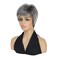 Short Hair Wigs with Bangs Dark Mixed Grey Wigs for Women Pixie Cut Wig Straight Synthetic Fiber Wigs