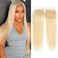 613 Closure Straight 4x4 Transparent HD Lace Closure Blonde Closure 12A Brazilian Virgin Remy Human Hair Extension 100% Russian Blonde Human Hair for Women Free Part Pre Plucked 20 Inch
