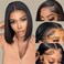 14 Inch Bob Wig Human Hair 13x4 HD Transparent Lace Front Wigs Human Hair Pre Plucked with Baby Hair Glueless Wigs Human Hair 180% Density Straight Frontal Lace Wigs for Women Natural Color
