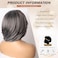 Dark Gray Wig Silver Wigs with Curtain Bangs for Women Highlight Layered Wig Synthetic Short Hair Wig Shoulder-Length Gray Hair Wigs for Daily Party Use 12Inch