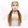 Synthetic Ombre Brown Braid Lace Front Wigs Bouncy Braid Curly Wigs Baby Hair For Women Double Braiding hair Ends Blonde Braided Wigs &hellip;