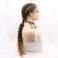 Synthetic Ombre Brown Braid Lace Front Wigs Bouncy Braid Curly Wigs Baby Hair For Women Double Braiding hair Ends Blonde Braided Wigs &hellip;
