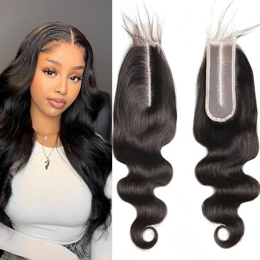 Brazilian Body Wave 2x6 Transparent Lace Closure with Baby Hair Deep Middle Part 2x6 Closure Remy Wavy Human Hair Lace Closure Kim K 2x6 HD Lace Closure(12")