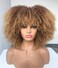 Annivia Ombre Blonde Afro Short Kinky Curly Wig with Bangs for Black Women Curly Wig