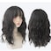 Wavy wigs with Bangs for women Party Wigs Natural Looking Heat Resistant Fiber Hair Color Wavy hair osplay Daily Part Wig for Women Full Hair Straight Wigs (Black brown)