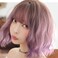 Ombre Color Natural Wavy Bob Wig With Air Bangs Short Bob Wigs Women's Curly Wigs Purple Wavy Synthetic Hair Cosplay for Girl Colorful Wigs (Smoky purple)