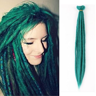 Thick Dreadlocks Extensions Crochet Dreads Braiding Hair 20inch 10 Strands/Pack Synthetic Handmade Dread Extensions Reggae Crochet Hair Hippie Locs Crochet Braids (10 Strands, #BD Green)