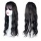 Long 55cm Nature Loose Wavy Hair Topper One Piece Clip in Hairpiece Middle Part With Blunt Bangs Snythetic Wig Off Black