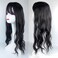Long 55cm Nature Loose Wavy Hair Topper One Piece Clip in Hairpiece Middle Part With Blunt Bangs Snythetic Wig Off Black