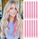 12 PCS Colored Pink Hair Extensions Clip in Hair Extensions Colorful 24 Inch Straight Synthetic Hairpiece Colored Hair Extensions for Kids Girls Women Party Highlights