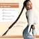 Medium Brown Straight Long Braided Ponytail Extension with Hair Tie, 26 Inch, Synthetic Heat Resistant Hair Piece for Women, Daily Wear