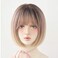 Blonde Short Bob Wig Straight Rose Golden Bob Wig with Bangs Synthetic Straight Bob Wig for Women Natural Looking for Daily Use (Rose Gold)