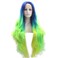 Melody Blue to Green Yellow 3T Ombre Wigs Natural Silky Straight Synthetic Lace Front Wigs for Women Heat Resistant Fiber Hair 24 inch