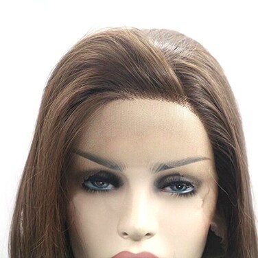 Synthetic Lace Front Wigs Brown Long Silky Straight Free Part 180% Density Half Hand Tied Heat Resistant Fiber Hair for Women 24'' &hellip;
