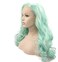 Green Blue Lace Front Wig - Body Wave Synthetic Lace Front Wigs For Women 180% Density Half Hand Tied Heat Resistant Fiber Hair 24''