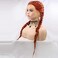 Synthetic Copper Red Braid Lace Front Wigs 360#Color Double Braided Wig Heat Resistant Fiber Long Braid Wig With Baby Hair &hellip;