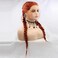 Synthetic Copper Red Braid Lace Front Wigs 360#Color Double Braided Wig Heat Resistant Fiber Long Braid Wig With Baby Hair &hellip;