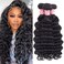 Hair Extension, 3 Bundles 10" 12" 14" 10A Virgin Brazilian Wet &amp; Wavy Deep Curly Human Hair Weave Bundles, Natural Black