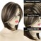 XIUFAXIRUSI XIUFAXIRUSI Short Brown Bob Wigs for White Women Shoulder Length Brown Highlights Straight Wig with Side Bangs Natural Looking Synthetic Hair Wig