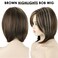 XIUFAXIRUSI XIUFAXIRUSI Short Brown Bob Wigs for White Women Shoulder Length Brown Highlights Straight Wig with Side Bangs Natural Looking Synthetic Hair Wig