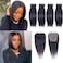 Brazilian Straight Hair Bundles with Closure(10 10 10 10+10) Straight Human 4 Bundles with Closure 50g/pc 10A Unprocessed Straight Short Bob Virgin Hair Bundles with 4x4x1 Lace Closure