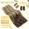 Ve Sunny Clip in Hair Extensions Brown Human Hair Clip in Extensions for Women Clip in Extensions Real Human Hair Chestnut Brown Balayage Platinum Blonde Easy to Wear 7pcs 20inch 120g