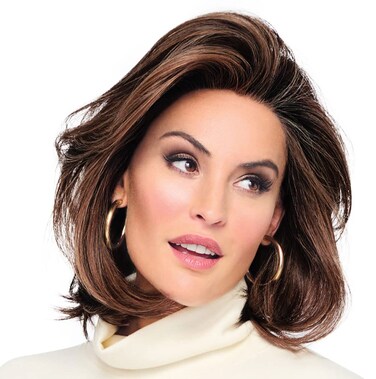 Raquel Welch Flying Solo Shoulder-Length Page Boy Wig, 100% Hand Tied by Hairuwear, Petite-Average Cap, RL4/6 Black Coffee