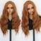 Maycaur Long Wavy Synthetic Lace Front Wig for Women 22 Inch Glueless Wigs Copper Brown Brunette Heat Resistant Soft Fiber Hair for Black Women