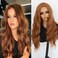 Maycaur Long Wavy Synthetic Lace Front Wig for Women 22 Inch Glueless Wigs Copper Brown Brunette Heat Resistant Soft Fiber Hair for Black Women