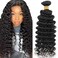 Human Hair Bundles Deep Wave Human Hair One Bundle Deals 18inch Brazilian Virgin Hair Bundls Deep Wave Human Hair Bundles for Black Woman 100% Unprocessed Hair Bundle Weave Natural Black