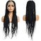 PIB 24" Single Full Lace Knotless Box Braid Wig Square Parted Braided Wigs for Black Women with Natural Baby Hair (1, Jet Black)
