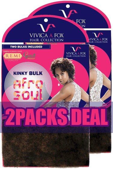 [2PACKS DEAL] VIVICA A FOX 100% HUMAN HAIR REMI AFRO SOUL KINKY BULK 16" - HKBK16-V (1B)