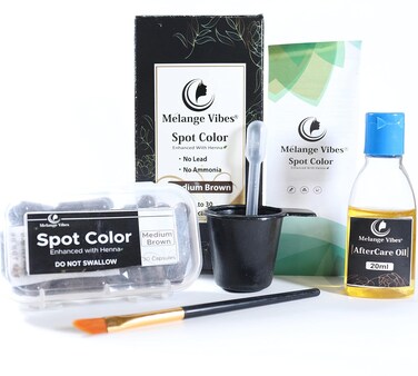 Henna Kit-30 Natural Brow Henna Applications: Perfect for Spot Coloring, Touch-Ups, and Grey Coverage. Ammonia and Lead-Free Formula(Medium Brown)