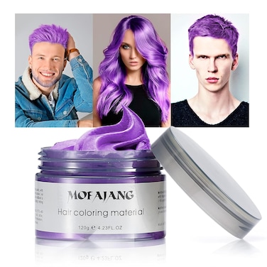 Temporary Purple Hair Color Wax 4.23oz, Instant Hairstyle Mud Cream, Hair Pomades for Party, Cosplay, Nightclub, Masquerade, Halloween.(Purple)