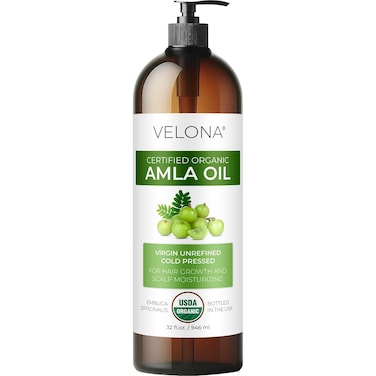 velona Amla Oil USDA Certified Organic - 32 Fl Oz   100% Pure and Natural Carrier Oil   Extra Virgin, Unrefined, Cold Pressed   Hair Growth, Body, Face &amp; Skin Care&hellip;