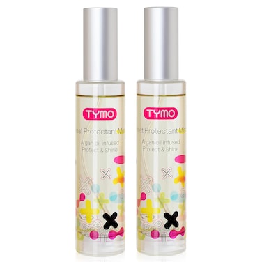 TYMO Heat Protectant for Hair with Argan Oil for Heated Styling Tools, Leave in Conditioner Spray to Smooth &amp; Hydrate, Natural Pure Formulation, Multi-benefit Treatment, Lightweight Spray, Pack of 2