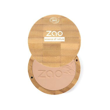Zao Makeup Compact Pressed Powder Foundation Blendable Face Makeup Long Lasting Portable Full Coverage with Macadamia Oil &amp; Cocoa Butter Lightweight Airbrushing for Pores &amp; Imperfections 9g (303)