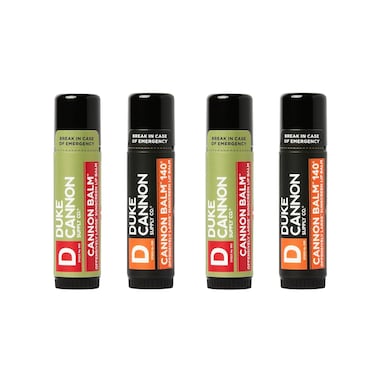 Duke Cannon Cannon Lip Balm 140&deg; &amp; Tactical Lip Protectant Bundle - SPF 30 &amp; SPF 15, Blood Orange Mint &amp; Fresh Mint Flavors, 4-Pack (2 Pack Each Flavor)