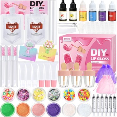 Lip Gloss Making Kit, TSVATE Make Your Own Lip Gloss Kit, 67PCS DIY Lip Gloss Making Supplies, Moisturizing Glitter Lip Kit Lipgloss Making Kits, Lipgloss Sets for Girls Tween Girls Trendy Stuff Women