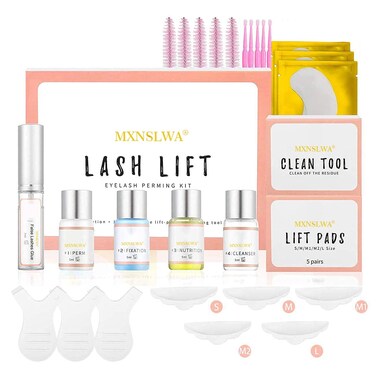 Ecofan Lash Lift Kit, Perming Curling Lifting Eyelash Perm Kit   Professional Semi Permanent for Salon Includes Eye Shields, Pads and Accessories
