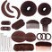 Sponge Volume Hair Bases Set Bump it Up Inserts Hair Styling Tools Bump Up Combs Clips Sponge Hair Bun Updo Accessories for Women Girl DIY Hairstyles (Brown15)