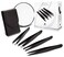 Brilliant Beauty 4-Piece Professional Tweezer Set with Case &amp; Mirror by Precision Tweezers Kit Slant, Pointed, Curved &amp; Flat Tips for Eyebrow, Ingrown Hair, Splinter Removal, Black, 1 Count