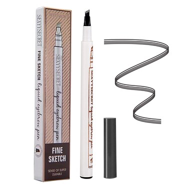 Eyebrow Tattoo Pen, Microblading Eyebrow Pencil, with a Micro-Fork Tip Applicator, Create Natural Looking Eyebrows, Easy to Use and Stays All Day (Dark Gray)