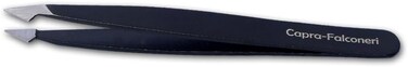 Capra-Falconeri Professional Stainless Steel Angled Tweezer Black Powder Coated Eyebrow Tweezers for Women and Men Facial and Ingrown Hair Removal Tweezer