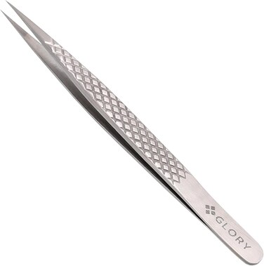 Tweezers For Isolation &amp; Classic Eyelash Extensions, Straight Pointed Fiber Tips Glory Tweezers, Multi- Purposes Stainless Steel Precision Tweezers with Diamond Grip